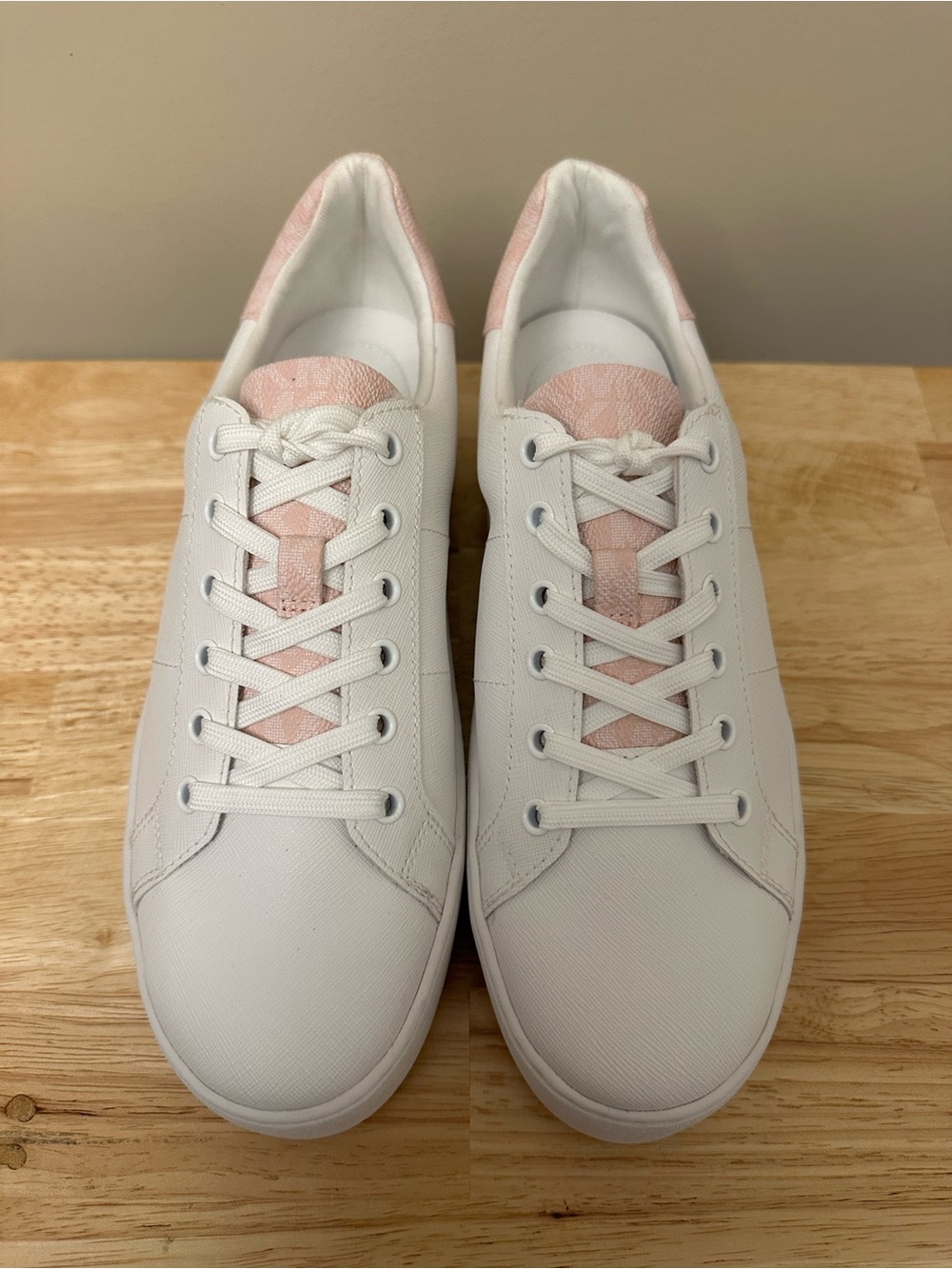 Michael Kors White Sneakers with Blush Pink Accents